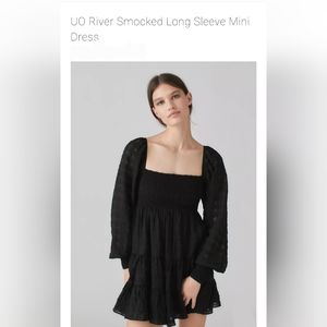 UO river smocked long sleeve mini dress